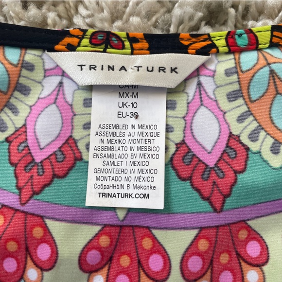 Trina Turk Vibrant Black and Multicolor Blouse size medium - Picture 2 of 10
